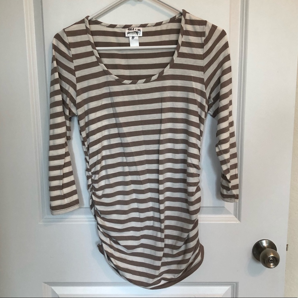 Striped Motherhood Maternity Top, ruched sides